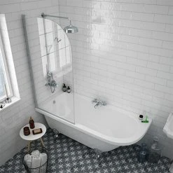 Appleby 1700 Roll Top Shower Bath with Screen & Chrome Leg Set - Victorian Plumbing