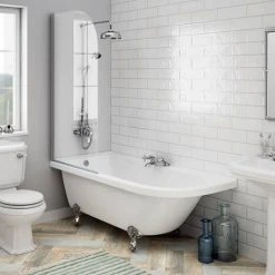 Appleby 1700 Roll Top Shower Bath with Screen & Chrome Leg Set - Victorian Plumbing -Deals Freestanding Baths Store A17BSR d4 460