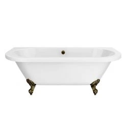 Admiral 1685 Back To Wall Roll Top Bath with Antique Brass Leg Set - Double Ended Freestanding Bath