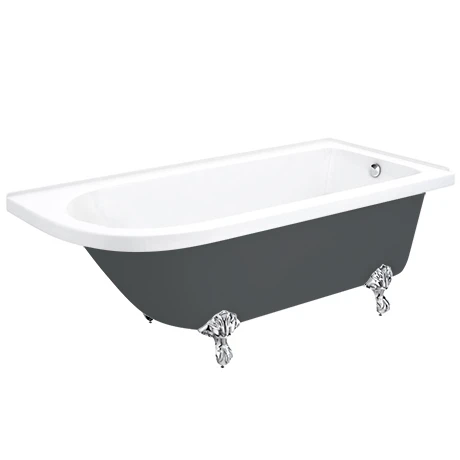 Appleby Grey 1700mm Roll Top Shower Bath with Chrome Leg Set - Victorian Plumbing 3 Appleby Grey 1700mm Roll Top Shower Bath with Chrome Leg Set - Victorian Plumbing