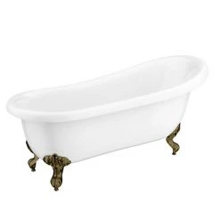 Astoria 1710 Roll Top Slipper Bath with Antique Brass Leg Set - Luxurious Freestanding Bath