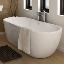 Arezzo Freestanding Modern Bath - 1415 x 745mm | Luxurious Contemporary Design -Deals Freestanding Baths Store AZ14FSB d3 460