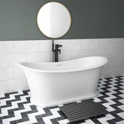 Arezzo 1690 x 750 Matt White Solid Stone Traditional Roll Top Slipper Bath