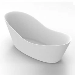 Arezzo 1700 x 750 Matt White Solid Stone Modern Slipper Bath | Luxurious Natural Stone Bath -Deals Freestanding Baths Store AZ175SLW d4 460