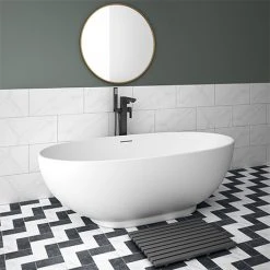 Arezzo 1690 x 800 Matt White Solid Stone Curved Double Ended Bath | Luxury Natural Stone Bath