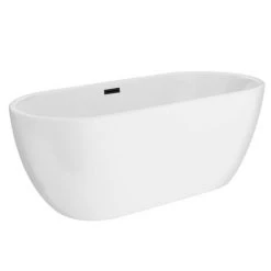 Arezzo Freestanding Modern Bath with Matt Black Waste - Luxurious Freestanding Bathtub -Deals Freestanding Baths Store AZFREMB DETAIL2 460