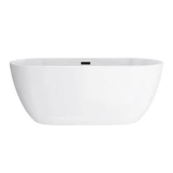 Arezzo Freestanding Modern Bath with Matt Black Waste - Luxurious Freestanding Bathtub -Deals Freestanding Baths Store AZFREMB DETAIL3 460