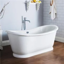 Nuie Alice 1750 Double Ended Roll Top Slipper Bath with Skirt - Luxurious Freestanding Bathtub