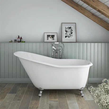 Ashton Cast Iron Bath with Chrome Feet - 1530 x 760mm Slipper Roll Top | The Period Bathroom Company 2 Ashton Cast Iron Bath with Chrome Feet - 1530 x 760mm Slipper Roll Top | The Period Bathroom Company