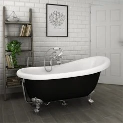 Astoria Black 1550 Roll Top Slipper Bath with Ball & Claw Leg Set | Victorian Plumbing