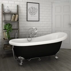 Astoria Black 1710 Roll Top Slipper Bath with Ball & Claw Leg Set | Victorian Plumbing