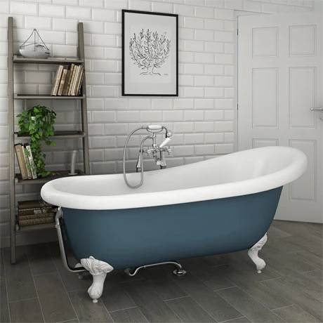 Astoria Blue 1710 Roll Top Slipper Bath with Ball & Claw Leg Set - Victorian Plumbing 3 Astoria Blue 1710 Roll Top Slipper Bath with Ball & Claw Leg Set - Victorian Plumbing