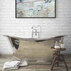 BC Designs 1700mm Nickel Double Ended Freestanding Bath - Luxury Slipper Roll Top Bath