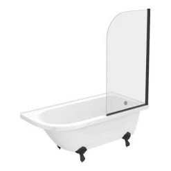 Appleby 1700 Roll Top Shower Bath with Matt Black Screen & Leg Set | Victorian Plumbing -Deals Freestanding Baths Store BKA17BS detail1 460