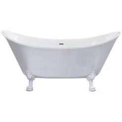 Heritage Lyddington Freestanding Acrylic Bath with Stainless Steel Feet - 1730 x 750mm | Double Ended Roll Top Bath -Deals Freestanding Baths Store BLYFS00STL D3 460