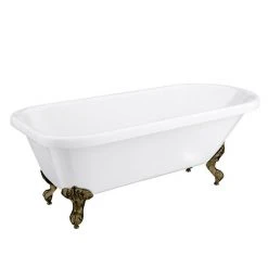 Bromley 1780 Single Ended Roll Top Bath with Antique Brass Leg Set - Victorian Plumbing