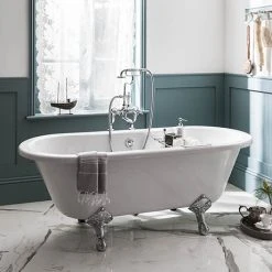 Burlington Windsor 1700mm Double Ended Freestanding Bath with Legs - Roll Top Design
