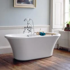Burlington Brindley 1700 x 750mm Double Ended Roll Top Soaking Tub with Base Skirt