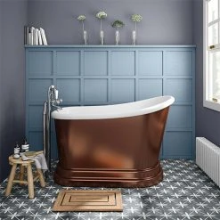 Chatsworth Copper Effect 1300 Short Roll Top Bath | Premium Slipper Roll Top Bath
