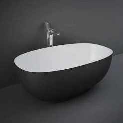 RAK Cloud Matt Black Freestanding Bath 1400 x 753mm - Modern Luxury Bath
