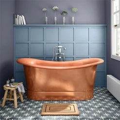 Trafalgar Copper 1700 x 710mm Double Ended Slipper Roll Top Bath Tub | Luxury Freestanding Bath