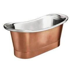 Trafalgar Copper 1700 x 710mm Double Ended Slipper Roll Top Bath Tub with Nickel Interior | The Period Bathroom Company -Deals Freestanding Baths Store COPD317 d2 460