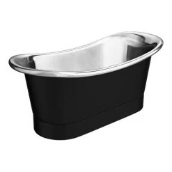 Trafalgar Matt Black 1700 x 710mm Double Ended Slipper Roll Top Bath Tub with Nickel Interior | The Period Bathroom Company -Deals Freestanding Baths Store COPD517 n d3 460