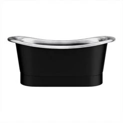 Trafalgar Matt Black 1700 x 710mm Double Ended Slipper Roll Top Bath Tub with Nickel Interior | The Period Bathroom Company -Deals Freestanding Baths Store COPD517 n d5 460