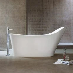 Clearwater Nebbia Natural Stone Bath - Hand Polished White - 1600 x 800mm - N14