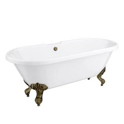 Duke 1695 Double Ended Roll Top Bath with Antique Brass Leg Set | Victorian Plumbing