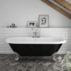 Duke Black 1695 Double Ended Roll Top Bath with Ball & Claw Leg Set - Victorian Plumbing