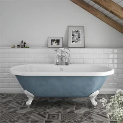 Duke Blue 1695 Double Ended Roll Top Bath with Ball & Claw Leg Set - Victorian Plumbing