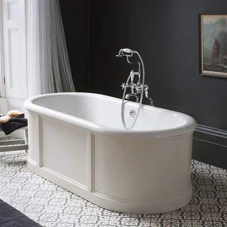 Burlington London 1800mm Double Ended Roll Top Bath with Curved Surround & Waste - Dark Olive 4 Burlington London 1800mm Double Ended Roll Top Bath with Curved Surround & Waste - Dark Olive - Image 2