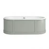 Burlington London 1800mm Double Ended Roll Top Bath with Curved Surround & Waste - Dark Olive