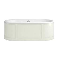 Burlington London 1800mm Double Ended Roll Top Bath with Curved Surround & Waste - Sand | Luxury Freestanding Bath