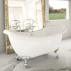Earl 1750 Double Ended Roll Top Slipper Bath with Chrome Leg Set | Victorian Plumbing