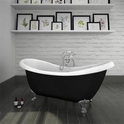 Earl Black 1750 Double Ended Roll Top Slipper Bath with Ball & Claw Leg Set - Victorian Plumbing