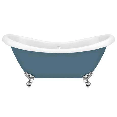 Earl Blue 1750 Double Ended Roll Top Slipper Bath with Ball & Claw Leg Set - Victorian Plumbing 4 Earl Blue 1750 Double Ended Roll Top Slipper Bath with Ball & Claw Leg Set - Victorian Plumbing - Image 2