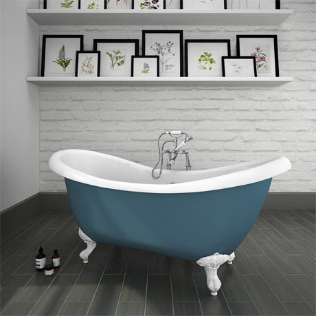 Earl Blue 1750 Double Ended Roll Top Slipper Bath with Ball & Claw Leg Set - Victorian Plumbing 3 Earl Blue 1750 Double Ended Roll Top Slipper Bath with Ball & Claw Leg Set - Victorian Plumbing