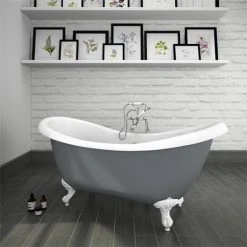 Earl Grey 1750 Double Ended Roll Top Slipper Bath with Ball & Claw Leg Set - Victorian Plumbing