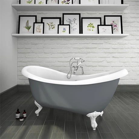 Earl Grey 1750 Double Ended Roll Top Slipper Bath with Ball & Claw Leg Set - Victorian Plumbing 3 Earl Grey 1750 Double Ended Roll Top Slipper Bath with Ball & Claw Leg Set - Victorian Plumbing