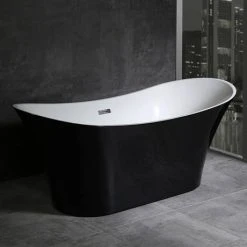Nova Black Sparkle 1750 Modern Double Ended Slipper Bath - Freestanding Luxury Bath Tub 10 Nova Black Sparkle 1750 Modern Double Ended Slipper Bath - Freestanding Luxury Bath Tub -Deals Freestanding Baths Store FB60 BLK d3 460