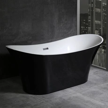 Nova Black Sparkle 1750 Modern Double Ended Slipper Bath - Freestanding Luxury Bath Tub 6 Nova Black Sparkle 1750 Modern Double Ended Slipper Bath - Freestanding Luxury Bath Tub - Image 4
