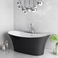 Nova Black Sparkle 1750 Modern Double Ended Slipper Bath - Freestanding Luxury Bath Tub