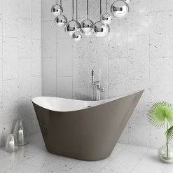 Nova Titanium Silver 1570 Modern Small Freestanding Slipper Bath | Compact Luxury Bath | Nova Bathrooms
