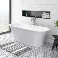 Alps 1660 x 735 Modern Roll Top Bath - Freestanding Luxury Bath Tub