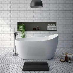 Toreno 1370 Small Modern Slipper Freestanding Bath | Compact Luxury Design