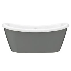 1770 x 775 Gloss Grey Double Ended Slipper Roll Top Bath - Victorian Plumbing
