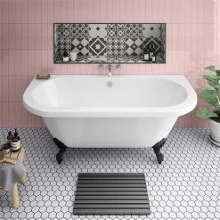 Admiral 1685 Back To Wall Roll Top Bath with Matt Black Leg Set | Victorian Plumbing