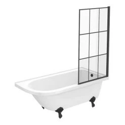 Appleby 1700 Roll Top Shower Bath with Matt Black Grid Screen & Leg Set | Victorian Plumbing -Deals Freestanding Baths Store MBAP17BS n d5 460